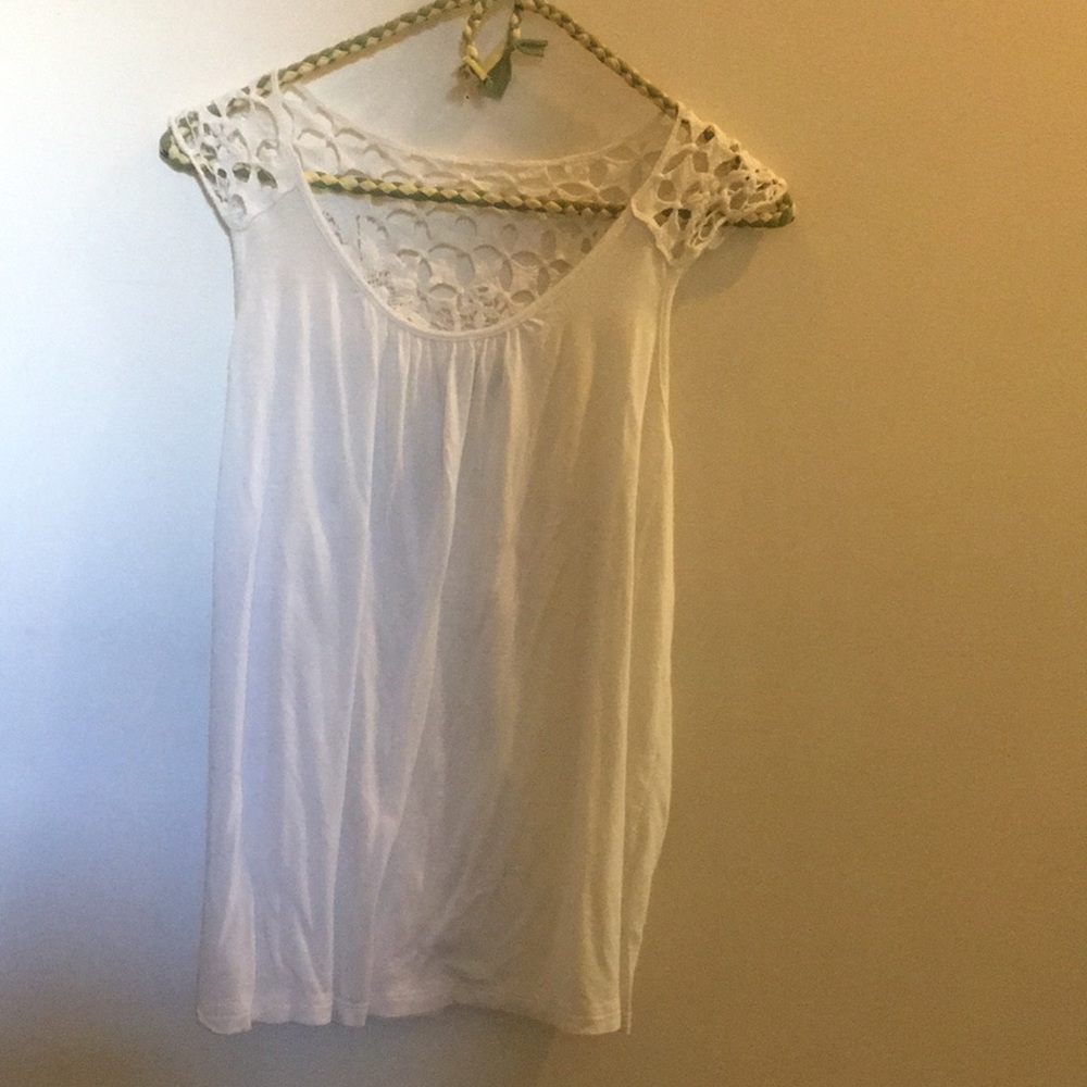 White semi lace top